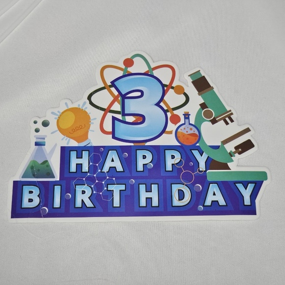 New 25pc 3rd Birthday Party Scientist Science Lab Chemistry Cupcake Toppers Pick - Picture 2 of 7